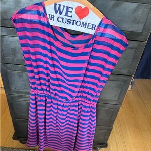 Striped Pink and Blue Casual Dress